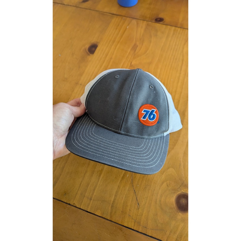 Richardson 112 76 Gas Station Trucker Hat Grey‎ White Snapback Mesh Cap